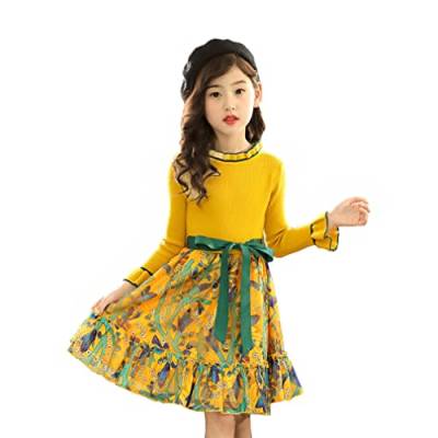 DorkasDE Mädchen Kleid Kinder Pullover Prinzessinnen Kleid Frühling und Herbst Blumenrock von DorkasDE