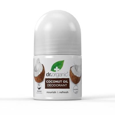Dr Organic Kokosöl Deodorant, Aluminiumfrei, Für Männer und Frauen, Natürlich, Vegan, Tierversuchsfrei, Paraben- & SLS-frei, Zertifiziert Bio, 50ml von Dr. Organic