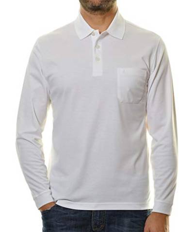 Ragman Herren Poloshirt Soft Knit Langarm mit Knopfleiste 540291, Größe:5XL, Farbe:006-weiss von Draussen-Aktiv.com