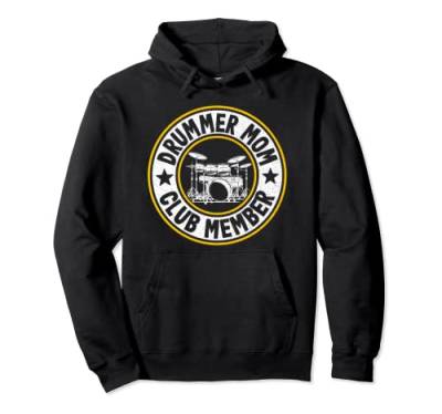 Drummer Mom Club Mitglied Damen Schlagzeug Vintage Drummer Pullover Hoodie von Drum Accessories & Drummer Gifts For Women