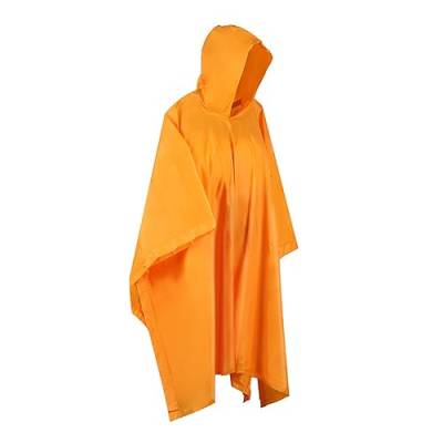 Regenponcho Regencape 3 in 1 Regenjacke Wasserdichter Leichter regenschutz Regencape Regenponcho Festival Poncho Regen Regenponcho Herren Damen für Outdoor Fahrrad Wandern Trekking (orange) von Durdiiy