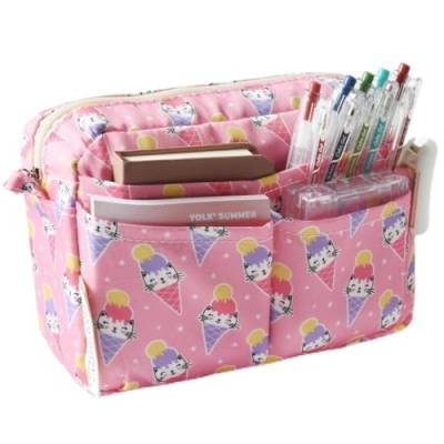 E-WEICHEN Mehrere Taschen Kunst Werkzeug Skizze Aufbewahrungstasche Marker Pouch Stift Bleistift Fall Einfache Schreibwaren Wasserdichte Tasche für Tagebuch Büro Erwachsene Katze Sweet Cone von E-WEICHEN