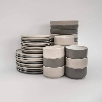 EDDA stoneware Mehrteiliges Geschirr Set Mixed - Beige & Grau aus Steingut (handgemacht) von EDDA stoneware