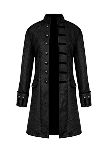 EFOFEI Herren Mittelalter Renaissance Retro Uniform Viktorianische Renaissance Hofuniform Steampunk Retro Uniform Stehkragen Kleidung Schwarz M von EFOFEI