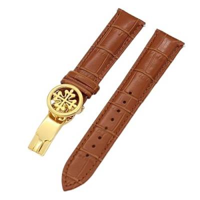 EGSDSE Uhrenarmband aus echtem Leder, 19 mm, 20 mm, 22 mm, Uhrenarmband für Patek Philippe Wath Armbänder mit Edelstahl-Faltschließe, für Herren und Damen, 20 mm, Achat von EGSDSE