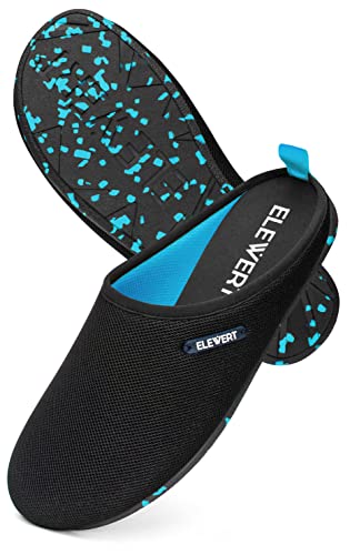 ELEWERT® – Hausschuhe für Herren/Damen - NATURAL-LITE - Pantoffeln/Slipper – für Sommer und Winter, mit extra Komfortabel, atmungsaktiv, rutschfeste Gummisohle - Schwarz/Blau, EU 37 von ELEWERT