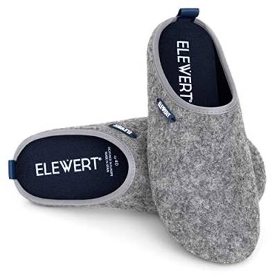 ELEWERT® Hausschuhe Damen I Hausschuhe Herren I Filz Unisex-Hausschuh I Bequeme Slipper I Plantarfasziitis Einlegesohle I Rutschfest Pantoffeln I Sommer und Winter I Grün, EU 38 von ELEWERT