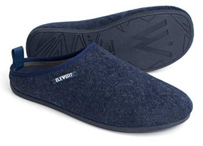 ELEWERT® Unisex Filzpantoffeln I Hausschuhe Damen und Herren I Recycelte Slipper I Herausnehmbares Fußbett I Natürliche Gummisohle I Rutschfeste Pantoletten I Spanien I Marineblau, EU 38 von ELEWERT