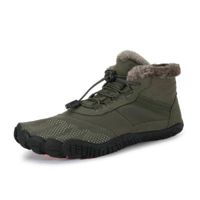 Barfußschuhe Damen Winter,Herren Damen Wasserdicht Barfussschuhe Barefoot Shoes Unisex Wasserdicht Traillaufschuhe Outdoor rutschfeste Winterstiefel Grün 37EU von ELIOGN