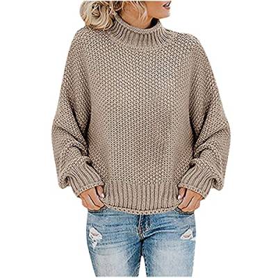 EMATOP Damen Baumwolle Rollkragenpullover Basic Einfarbig Pullover ohne Kapuze Langarm Sweatshirt Herbst Winter Warm Rollkragen Pulli Fleecepullover Strickpullover Warehouse Deals Angebote von EMATOP