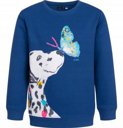 ENDO Kinder Mädchen Baumwoll-Sweatshirt Hund und Schmetterling Marineblau Größe 146 Pullover Für Kinder Langarmshirt von ENDO