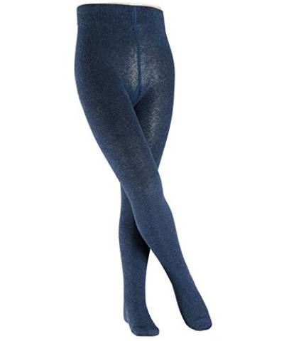 ESPRIT Unisex Kinder Strumpfhose Foot Logo K TI Baumwolle dick einfarbig 1 Stück, Blau (Navy Blue Melange 6490), 122-128 von ESPRIT