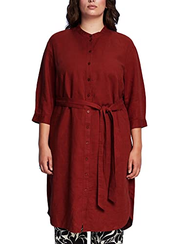 ESPRIT Curvy Hemdblusenkleid mit Gürtel, Baumwolle-Leinen-Mix von ESPRIT