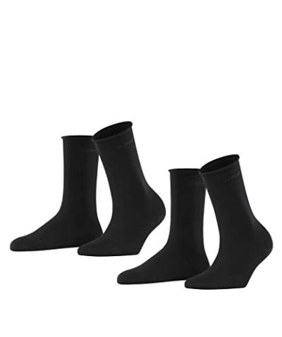 ESPRIT Damen Socken Basic Pure 2-Pack W SO Baumwolle einfarbig 2 Paar, Schwarz (Black 3000), 39-42 von ESPRIT