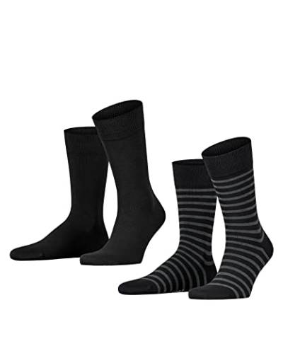 ESPRIT Herren Socken Fine Stripe 2-Pack M SO Baumwolle gemustert 2 Paar, Schwarz (Black 3000), 43-46 von ESPRIT