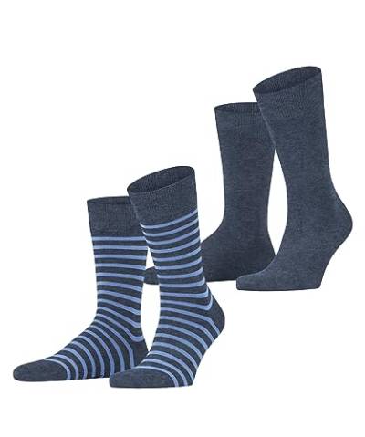 ESPRIT Herren Socken Fine Stripe 2-Pack Biologische Baumwolle gemustert 2 Paar, Blau (Blue/Blue 6661), 43-46 von ESPRIT