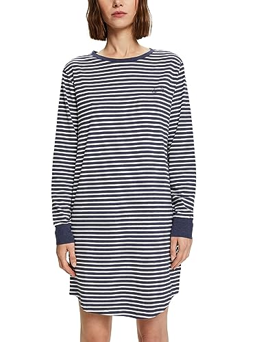 ESPRIT Damen MODERN Stripes CO NWSUS ns s_ls Nachthemd, Dark Blue 2, S von ESPRIT