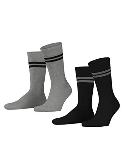 ESPRIT Herren Tennis Stripe 2-Pack M SO Baumwolle Gemustert 2 Paar Socken, Schwarz (Black-Mix 3010), 43-46 (2er Pack) von ESPRIT