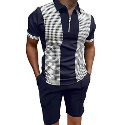 EUzeo Herren Jogginganzug Kurz Trainingsanzug Sportanzug Zweiteiler Hausanzug Trainingsanzug für Herren Sommer Casual Sportanzug 2 Teiliges Outfit Sport Set Kurzarm T-Shirts + Kurze Sporthose Sets von EUzeo