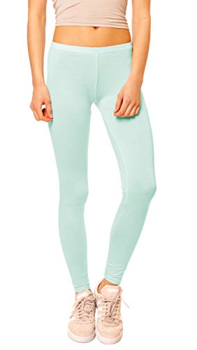 Easy Young Fashion - Damen Basic Leggings in Matt oder Glanz-Optik - atmungsaktive weiche Lange Hose LG08 - Eisblau von Easy Young Fashion