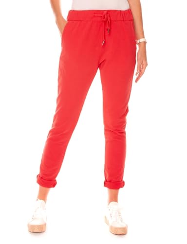 Easy Young Fashion - Damen Jogginghose - Lange Sweathose aus Baumwolle 8201 - Rot S von Easy Young Fashion