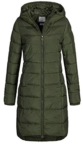 Eight 2 Nine Damen Steppmantel LETN-039 Lange Stepp-Jacke mit Kapuze forest night XL von Eight 2 Nine