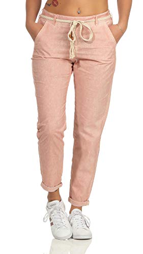 Eight2Nine Damen Stoff-Hose LETN-047 Chinohose inkl. Binde-Gürtel Peachskin Rose S von Eight2Nine