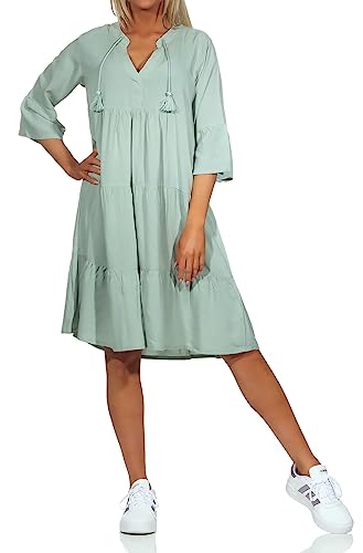 Eight 2 Nine Damen Viskose Kleid LETN-067 Knielang mit 3/4-Ärmeln Jadeite Green M von Eight 2 Nine