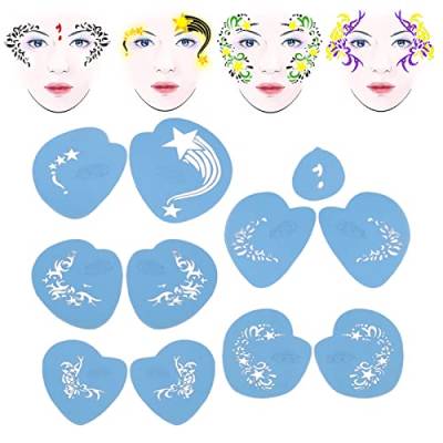 5pcs Gesichtsfarbe Schablonen Kit, PET wiederverwendbare Face Paint Stencil Vorlage für Halloween Party Cosplay Kinderschminke Gesichtsfarbe Vorlagen zum Malen von Ejoyous
