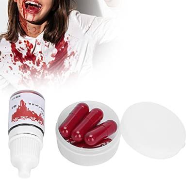 Kunstblut Kapseln, 6 Stück Blutkapseln zum Zerbeißen Halloween Vampir Blut Kapseln Filmblut Blut Theaterblut, für Halloween bilden Zombie Vampir Wunde Narbe von Ejoyous