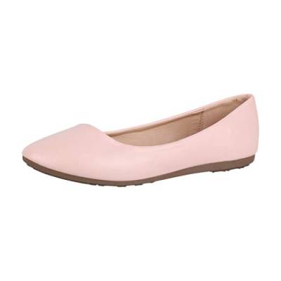 Elara Damen Ballerina Bequeme Slip Ons Flach Chunkyrayan DY-10A Rosa-40 von Elara