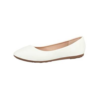 Elara Damen Ballerina Bequeme Slip Ons Flach Chunkyrayan Neu DY 10A White 40 von Elara