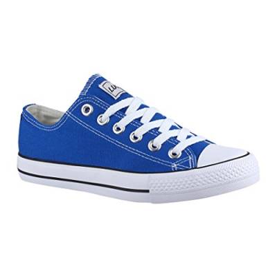 Elara Unisex Sneaker Sportschuhe fur Herren und Damen Low top Turnschuh Textil Schuhe Grosse 36, Farbe Dk Blau von Elara