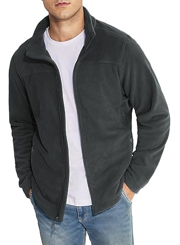 Elegancity Fleecejacke Hell Grau Herren Leichte Full-Zip Jacket Warme Outdoorjacke Wintermantel Mit Reißverschluss M von Elegancity