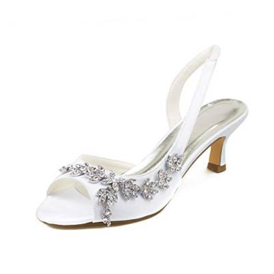 Emily Bridal Hochzeitsschuhe Peep Toe Perlen Strass Brautschuhe Damen High Heels (EU42, Weiß) von Emily Bridal