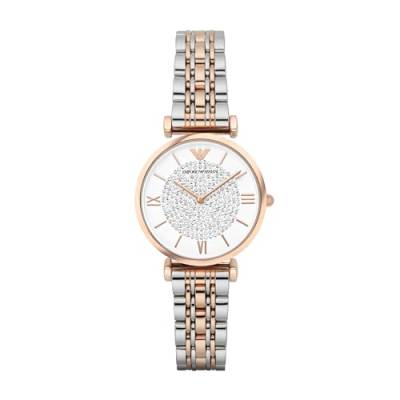 Emporio Armani Uhr für Damen , Zweizeiger Uhrwerk, 32mm Rose Gold Edelstahlgehäuse mit Edelstahlarmband, AR1926 von Emporio Armani