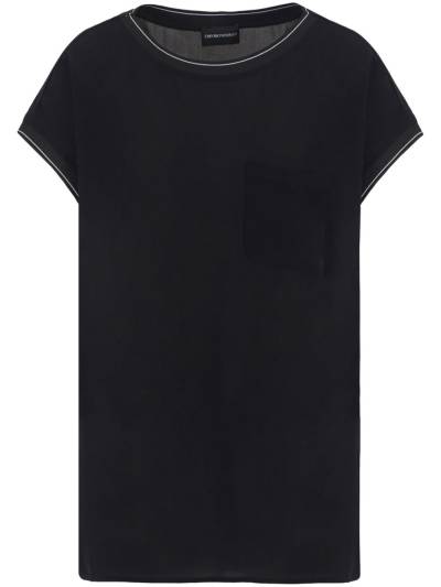 Emporio Armani Kurzärmelige Chiffonbluse - Schwarz von Emporio Armani