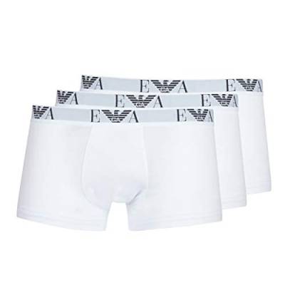 Emporio Armani Herren Men's Basic - Essential Monogram 3-pack Trunk Boxershorts, White/White/White, M von Emporio Armani