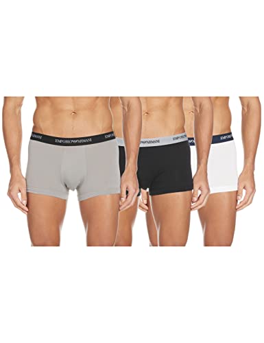 Emporio Armani Underwear Herren Retroshorts, Mehrfarbig (Bianco/Nero/Grigio 02910), Large (Herstellergröße: L) (3er Pack) von Emporio Armani