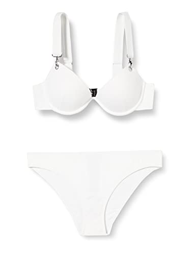 Emporio Armani Women's Dot Foil Lycra Sculpture Bra and Brief Bikini Set, White, M von Emporio Armani