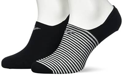 Emporio Armani Women's Printed Gifting 2-Pack Footie Socks, Black/Black Stripe, L/XL von Emporio Armani