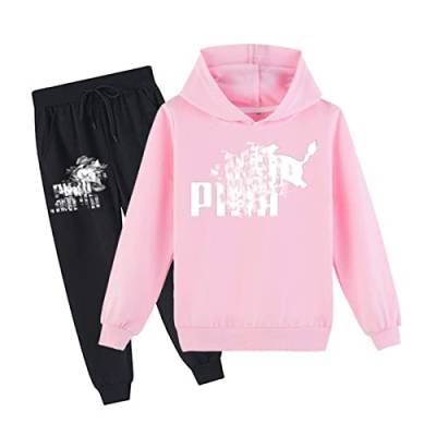 Erichman Kinder Pika Pullover Hoodies und Jogginghose 2 Stück Outfit Set Jogging Trainingsanzug Set für für 2-12 Jahre Jungen mädchen (Pink,3-4 Years) von Erichman