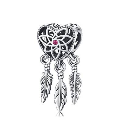 Eusense Traumfänger Charm passen Pandora 925 Sterling Silber Feder Bead Charm für Armband Kette von Eusense