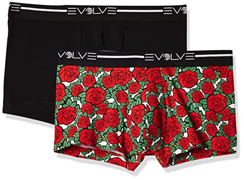 Evolve Herren Cotton Stretch No Show Trunk Underwear Multipack Badehose, Schwarz/Rose Patch, X-Large von Evolve