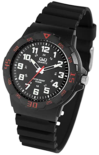 Excellanc Sportliche Q&Q Herren Armband Uhr Schwarz Analog Silikon Kunststoff 10ATM 100M Quarz Männer Sport 9VR18J006Y von Excellanc