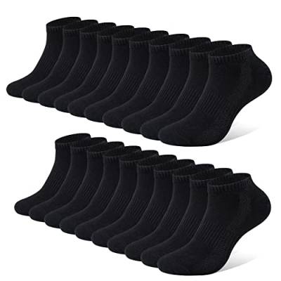 FALARY Sneaker Socken Damen 35-38 Sneaker Socken Damen Herren Sportsocken 10Paar Atmungsaktives Laufsocken Baumwollsocken Kurze Halbsocken 35-38 Schwarz von FALARY