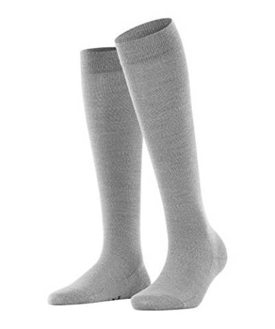 FALKE Damen Kniestrümpfe Softmerino W KH Wolle lang einfarbig 1 Paar, Grau (Light Grey Melange 3830), 37-38 von FALKE