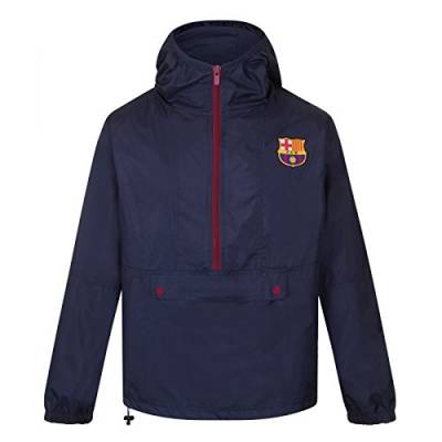 FC Barcelona - Herren Wind- und Regenjacke - Offizielles Merchandise - Geschenk für Fußballfans - Dunkelblau/Halber Reißverschluss - XXL von FC Barcelona