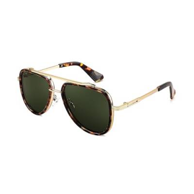 FEISEDY Retro 70er Sonnenbrille Herren Gold Vintage Klassische Sonnenbrillen Mode Metallrahmen UV400 Schutz B0036 von FEISEDY