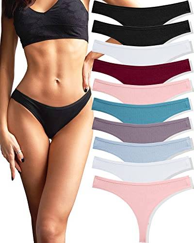 FINETOO 10er Pack Strings Set Tanga Damen Baumwolle Unterhosen Sexy Unterwäsche für Frau Lingerie Sexy for Women Dessous Thong Mehrpack S-XL von FINETOO